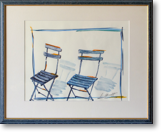 Stühle – Aquarell – Bildgröße: 35x28 cm – Größe gerahmt: 53x43 cm – Preis: € 200