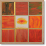 Farbenspiel – Acryl auf Holz – Bildgröße: 9 x 18x18 cm – Größe gerahmt: 65x65 cm – Preis: € 500